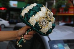 White and Wine Red wedding bouquet artificial Sweet 15 Quinceanera bouquet