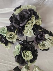 Wedding Bouquet Set, Black, Green Flower Package, 11 Pieces