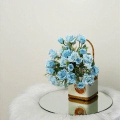 DUSTY BLUE 4 Bushes 12″ Silk Roses Artificial FLOWERS Bouquets Home Decorations