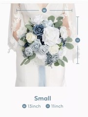 Dusty Blue & White Artificial Wedding Bridal Bouquet Ling’s Moments Faux Flowers