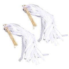 40pcs Lace Ribbon Wedding Wands With Bells Sparkling Stick For Party Celebration