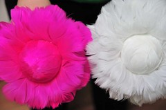 Hot Pink 6 inch Rose Ball/Ornaments/Feather Flower 6 Pieces