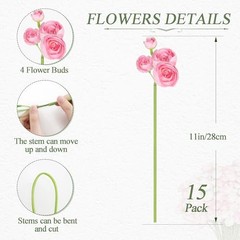 Ranunculus Artificial Flower Faux Silk Mini Peony Flowers Fake Peonies Pink