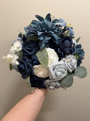 Ling’s Moment Bridal Bouquet & Matching Boutonniere Navy Blue Wedding Flowers
