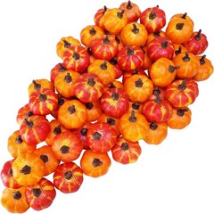 Winlyn 64 Pcs Mini Fall Artificial Harvest Pumpkins Orange Faux Foam
