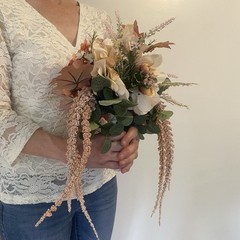 Bridal Wedding Bouquet Lovely Budget Handmade Faux Floral Champagne Yellow Pink