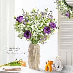Pcs Babys Breath Artificial Flowers Bulk, White Real Touch Faux Baby Breath 60