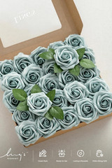 Ling’S Moment Artificial Flowers 25Pcs Dusty Blue Roses Decor W/Stems,3″ DIY Foa