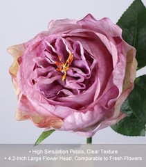 florisso Purple Austin Rose Faux Flowers – 13 Branches Faux Small Austin-purple