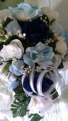2pc set Light blue Dark Blue and white bouquet & bout or Any color RUSH AVAILABL