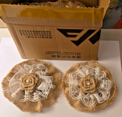 Handmade Burlap Rose Flowers w/Lace DIY pk of 10 *Weddings Occasions Decoration*