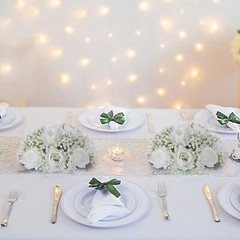 BLOSMON Fake Flowers Ball Wedding Centerpieces 10 Pcs White Rose Babys Breath…