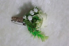 Wedding Wrist Corsage & Boutonniere Artificial Rose White
