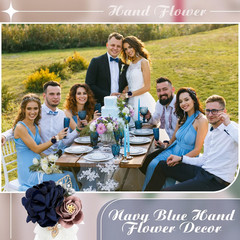 6 Pcs Blue Rose Corsage Set Bridal Corsage Wrist Band Bracelet Hand Flower Weddi
