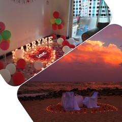 2000pcs Red Artificial Rose Petals with 24pcs Red LED Tea Lights Kit