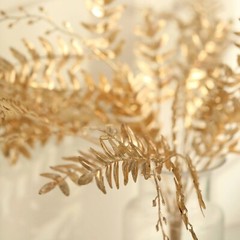 2 Gold 21 in Artificial Fern LEAF Branches Metallic Faux Greenery Stems Party