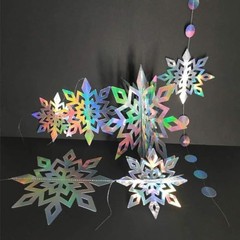 Winter Wonderland Snowflake Hanging Garland Decorations Holographic Iridescent