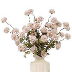 Artificial Flowers Faux Silk Pompon Mum,Silk Small Mini 6pcs Beige