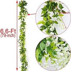 5pack Wisteria Garland Artificial Flowers Garland Fake Hanging Milk White