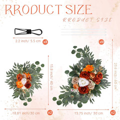 Wedding Arch Flowers Set of 4 Artificial Flower Swag Wedding Faux Floral Swag wi