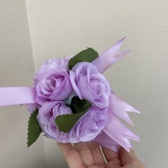 Set Of 6 Light Purple Artificial Flower Ball Hanging Decoration