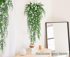 3pc Artificial Fern Plant Fake Eucalyptus Leaf Hanging Flower Vine Home Decor