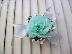 Teal*Wrist*Pin*corsage*Boutonniere*with silver ribbon*Prom*Wedding*Quinceanera