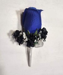 Royal Blue Black White Rose Calla Lily Bridal Wedding Bouquet Accessories