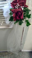 6pc wedding pew bows burgundy Tulle and flowers can be designed any color