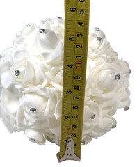Bridal Wedding Bouquet White Rhinestone Artificial Rose Toss Brooch Bouquet