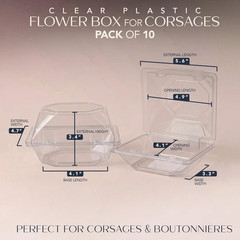 Clear Plastic Flower Box for Corsage, Boutonniere, Rose, Orchid Prom Wedding Cra