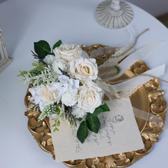 Wedding Bouquets for Bride Bridesmaid,White Champagne Artificial Roses Flowers f