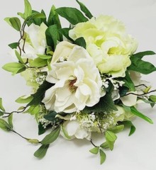 Wedding Bouquet Cottage French Mixed Flowers in White and Light Green Colors
