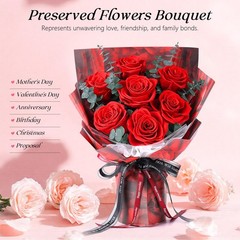 Preserved Flowers Bouquet 7 Roses – Red Real Rose & for Delivery,
