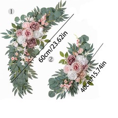 Boho Dusty Rose Blue Wedding Arch Flowers Kit Eucalyptus Garland Drapes Set