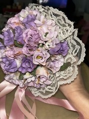 Bride Bouquet Purple Pink & Lavender Roses Handmade Bouquet, See Description