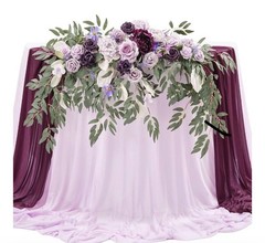 TINGE TIME Artificial Sweetheart Flower Swag with Tablecloth and Table Runner
