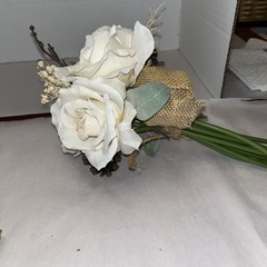 Rustic Cream/ivory Rose Wedding Boutique Set Natural Brown Accents Artificial