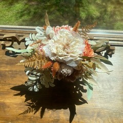 Bridal Wedding Bouquet Budget Friendly Handmade Faux Flowers White Pink Orange