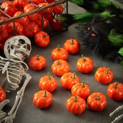 WILLBOND 50 Pieces Orange Artificial Mini Pumpkins Fall Harvest Fake