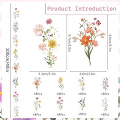 8 Packs Wildflower Paper Hanging Garland Birthday Decorations, Flower Party