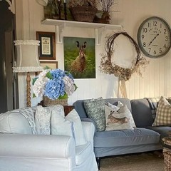 Hydrangea Artificial Flowers 4 Pcs 2 White 2 Light Blue 21 White Light Blue