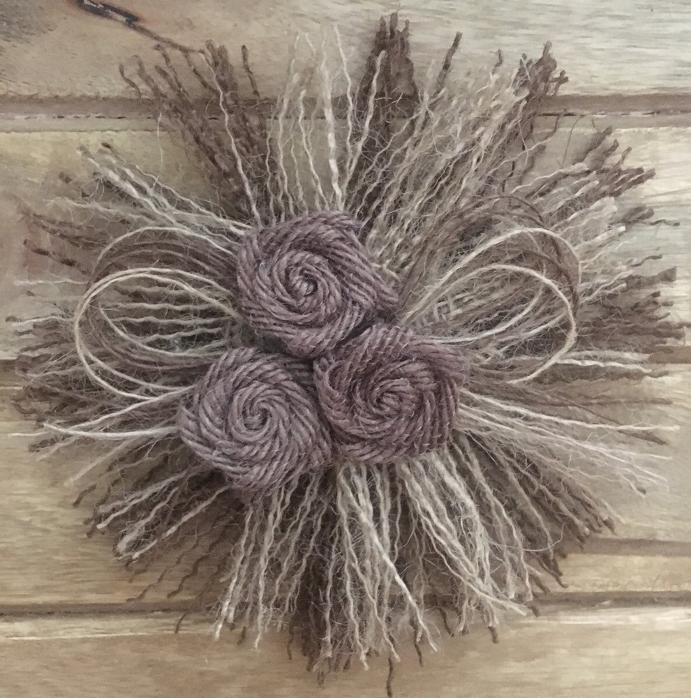 Primitive Burlap Fringe Rose Boho Flower Barn Wedding Bridal S/2 5″ Brown