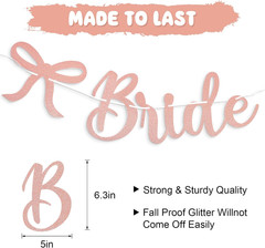 Bride to Be Banner, Rose Gold Bride to Be with Bow Glitter Bachelorette Bridal P