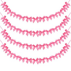 4 String of 13 PCS Rose Red Bow Garland Banner Decoration Party Bow