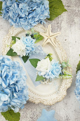 Light Blue Corsage and Boutonniere Set for Wedding Prom, Artificial Rose Flower
