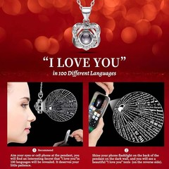 Lebana Preserved Red Real Rose with Heart I Love You Necklace 100 inches,