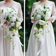 1pc Waterfall Bride Holding Flowers Wedding Photo Props Simulation Rose Bouquet
