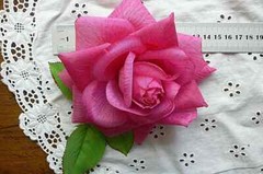 HOT PINK 14cm Across with Leaves & Stem TROPICAL BRIGHT Selection Fabric ROSE HU