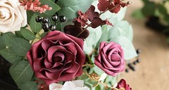 6Pack 2ft Burgundy Artificial Flowers Garland Marsala & Blush Lantern Flower